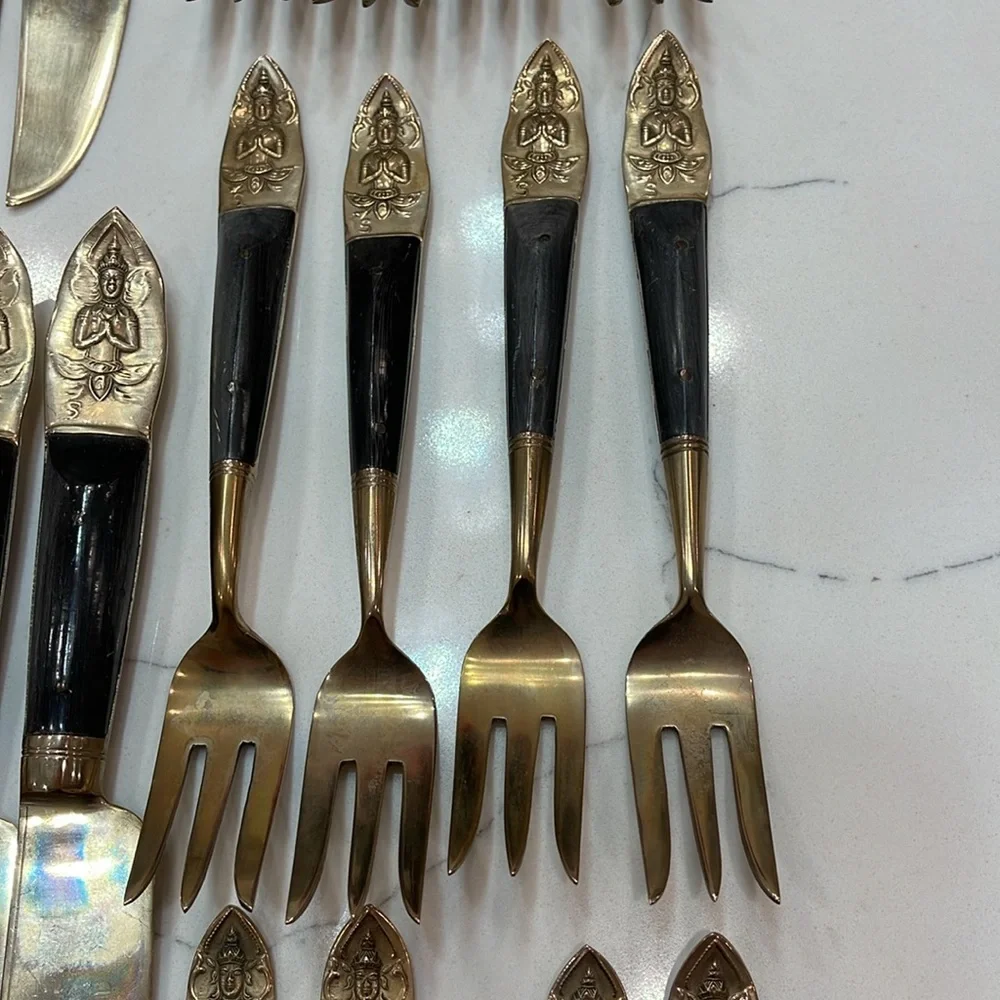 Vintage PCL SIAM Brass Wood BUDDHA 71 pieces